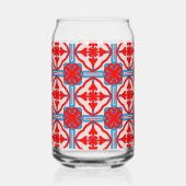 Geometrische Vier Rode Bladeren Kan Glas (Voorkant)