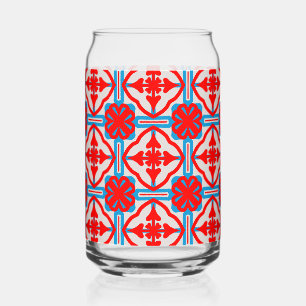 Geometrische Vier Rode Bladeren Kan Glas