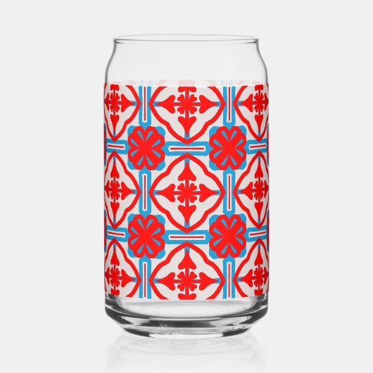 Geometrische Vier Rode Bladeren Kan Glas (Achterkant)