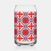 Geometrische Vier Rode Bladeren Kan Glas (Links)