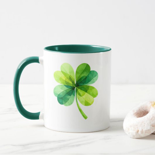 Geometrische vierbladige klaver St. Patrick's Day  Mok (Met donut)