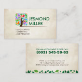 Geometrische vierkant met kleurrijke bladeren visitekaartje (Voorkant / Achterkant)