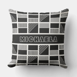 Geometrische vierkante geborduurde monogram kussen