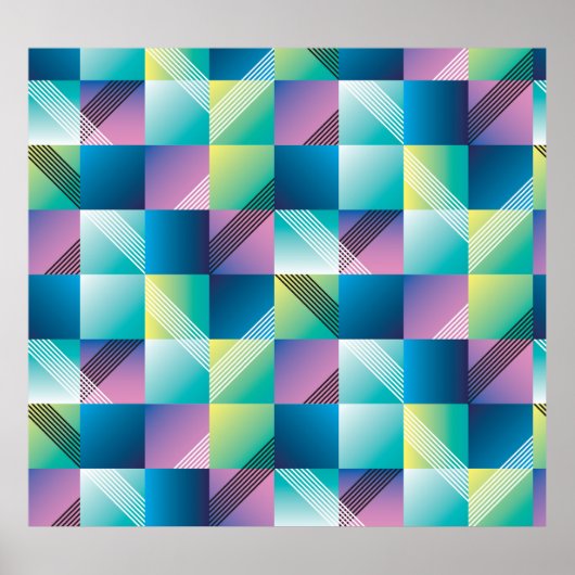geometrische vierkanten: Abstract patroon Poster (Voorkant)