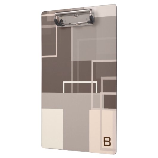 Geometrische Vierkanten - Chocolade Crème Klembord (Links)