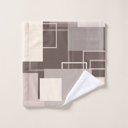 Geometrische Vierkanten - Chocolade en Crème Bad Handdoek (Wasdoekje)