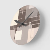 Geometrische Vierkanten - Chocolade en Crème Ronde Klok (Hoek)