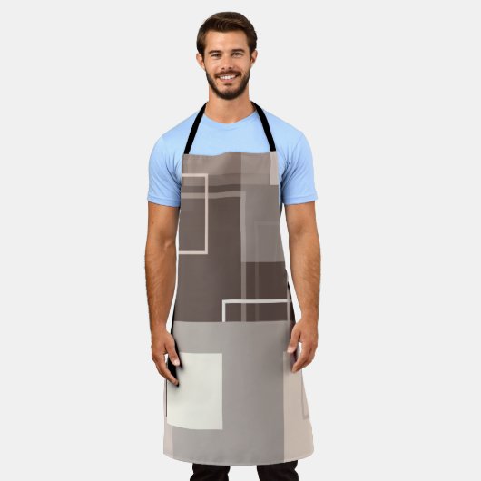 Geometrische vierkanten - Chocolade en Crème Schort (Gedragen)