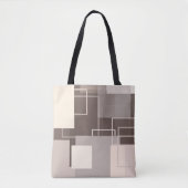 Geometrische Vierkanten - Chocolade en Crème Tote Bag (Voorkant)