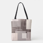 Geometrische Vierkanten - Chocolade en Crème Tote Bag (Achterkant)