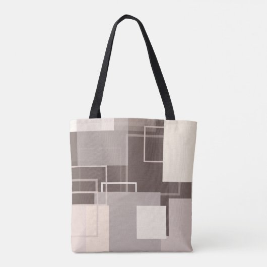 Geometrische Vierkanten - Chocolade en Crème Tote Bag (Achterkant)