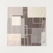 Geometrische vierkanten - Chocolade en Crème Wandkleed (Voorkant (horizontaal))