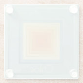  geometrische vierkanten (lichtblauw en geel) glazen onderzetter (Achterkant)