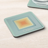 geometrische vierkanten (lichtblauw en geel) onderzetter (Linkerzijde)