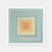  geometrische vierkanten (lichtblauw en geel) servetten (Voorkant)