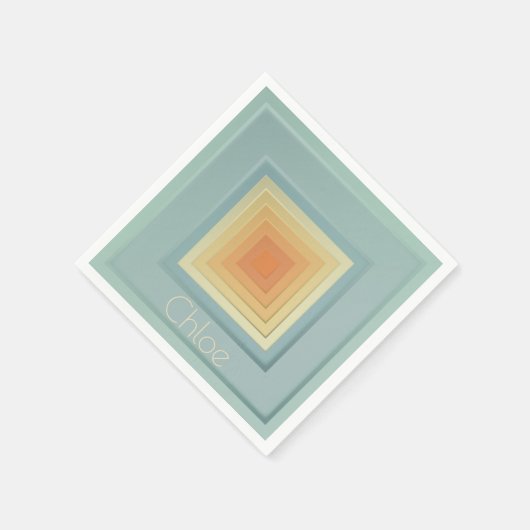  geometrische vierkanten (lichtblauw en geel) servetten (Hoek)