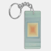  geometrische vierkanten (lichtblauw en geel) sleutelhanger (Voorkant Links)