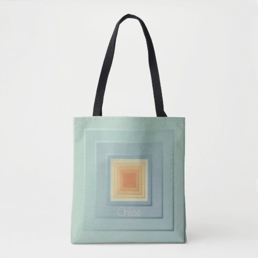geometrische vierkanten (lichtblauw en geel) tote bag (Voorkant)