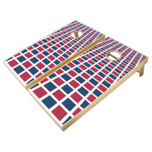 Geometrische vierkanten patroon rood en blauw