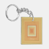  geometrische vierkanten (zacht geel & sinaasappel sleutelhanger (Voorkant Links)