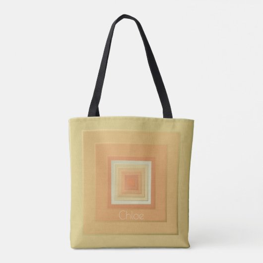 geometrische vierkanten (zacht geel & sinaasappel tote bag (Achterkant)