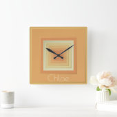  geometrische vierkanten (zacht geel & sinaasappel vierkante klok (Huis)