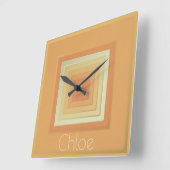  geometrische vierkanten (zacht geel & sinaasappel vierkante klok (Hoek)