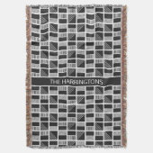 Geometrische vierkantjes aangepaste monogram gootd deken (Voorkant Verticaal)