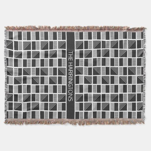 Geometrische vierkantjes aangepaste monogram gootd deken (Voorkant)