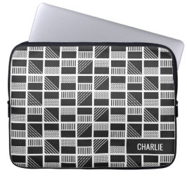 Geometrische vierkantjes aangepaste monogram lapto laptop sleeve