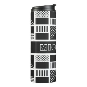 Geometrische vierkantjes aangepaste monogram tumbl thermosbeker