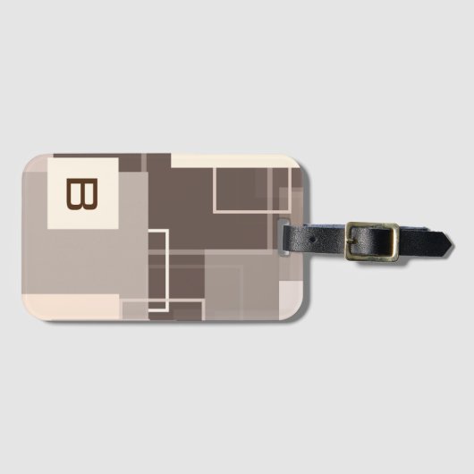 Geometrische vierkantjes - Chocolade en Cream Bagagelabel (Voorkant (horizontaal))