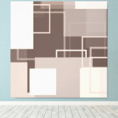 Geometrische vierkantjes - Chocolade en Cream Canvas Afdruk (Insitu (Houten vloer))