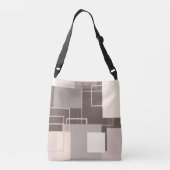 Geometrische vierkantjes - Chocolade en Cream Crossbody Tas (Achterkant)
