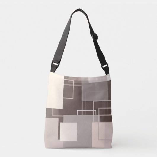 Geometrische vierkantjes - Chocolade en Cream Crossbody Tas (Voorkant)