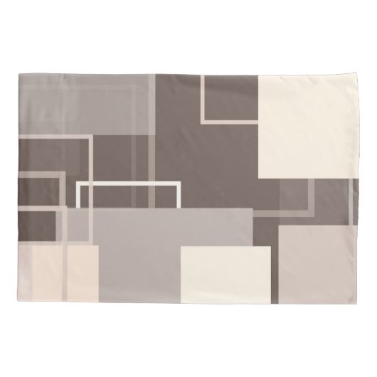 Geometrische vierkantjes - Chocolade en Cream Kussensloop (Achterkant-Links)