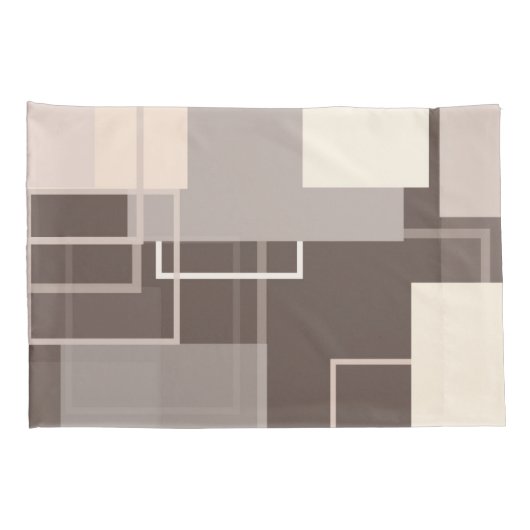 Geometrische vierkantjes - Chocolade en Cream Kussensloop (Achterkant-Rechts)