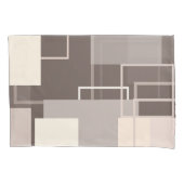 Geometrische vierkantjes - Chocolade en Cream Kussensloop (Voorkant-Links)