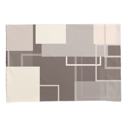 Geometrische vierkantjes - Chocolade en Cream Kussensloop (Voorkant-Rechts)