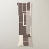 Geometrische vierkantjes - Chocolade en Cream Lichaamskussen (Voorkant Verticaal)