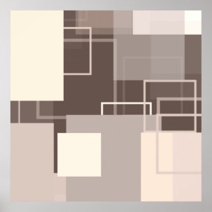 Geometrische vierkantjes - Chocolade en Cream Poster