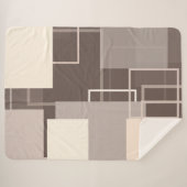 Geometrische vierkantjes - Chocolade en Cream Sherpa Deken (Voorkant (horizontaal))