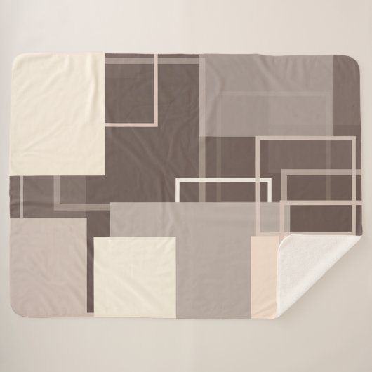 Geometrische vierkantjes - Chocolade en Cream Sherpa Deken (Voorkant (horizontaal))
