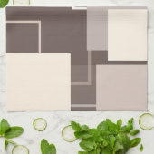 Geometrische vierkantjes - Chocolade en Cream Theedoek (Gevouwen)