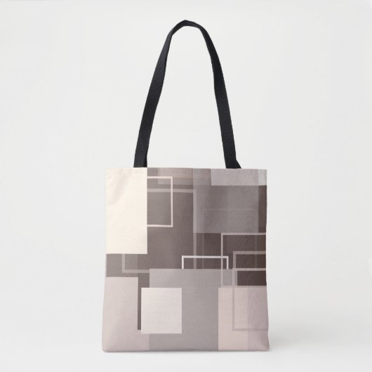 Geometrische vierkantjes - Chocolade en Cream Tote Bag (Voorkant)