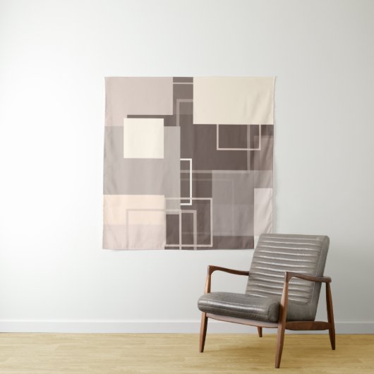 Geometrische vierkantjes - Chocolade en Cream Wandkleed (In Situ (horizontaal))