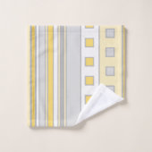 Geometrische vierkantjes en strips, geel, grijs, c bad handdoek (Wasdoekje)