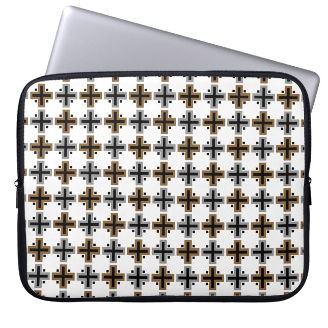 geometrische vierkantsdwarsdoorsnede abstracte pat laptop sleeve (Voorkant)