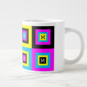 Geometrische vierkantsmonogram CMYK Grote Koffiekop (Rechts)