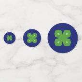 Geometrische vierledige kleppen op blauwe Confetti (Voorkanten)